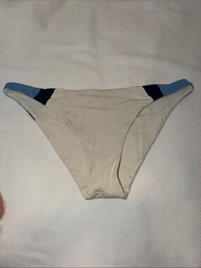 l*space Cream Bikini Bottom with Blue Panels